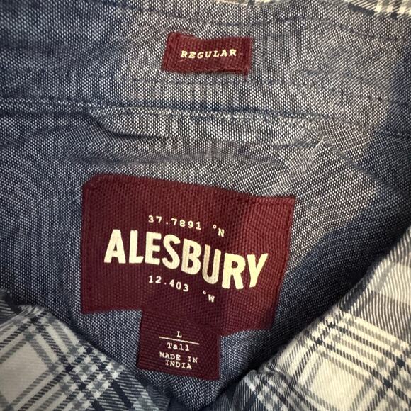 Alesbury Gray Plaid Long Sleeve Button Down Shirt NWT Men’s Large Tall - Picture 9 of 9